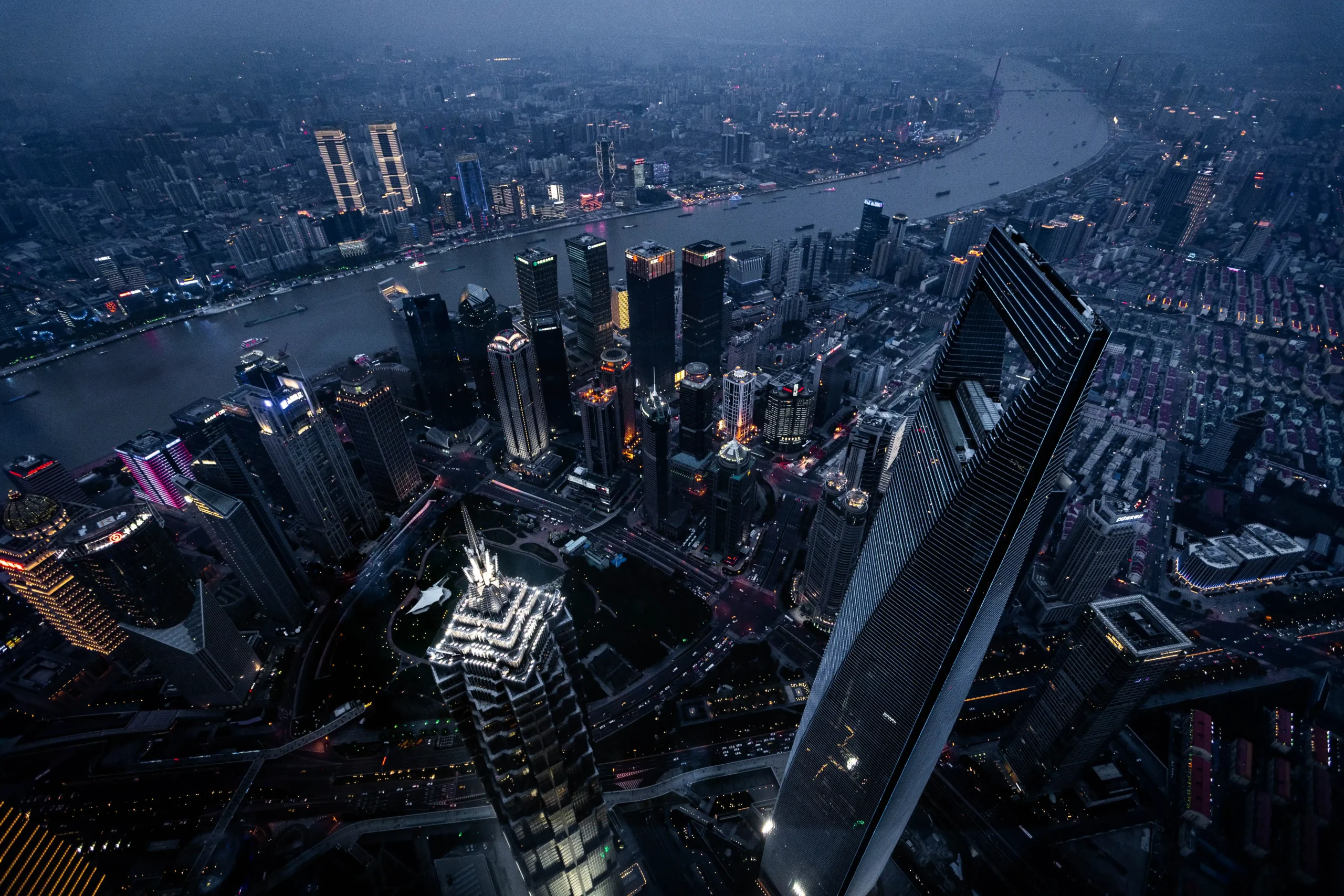 Shanghai skyline in Lujiazui beside the Huangpu River
