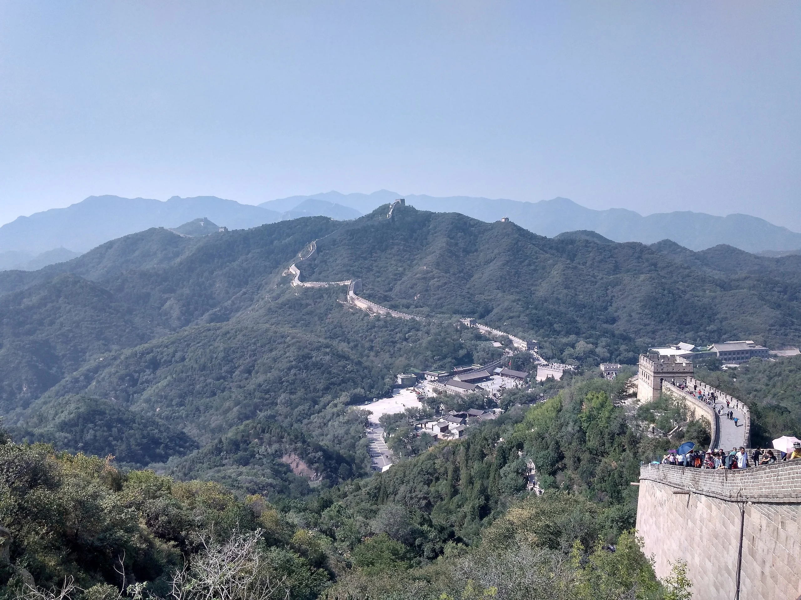 Badaling Great Wall and watchtowers following mountain ridges