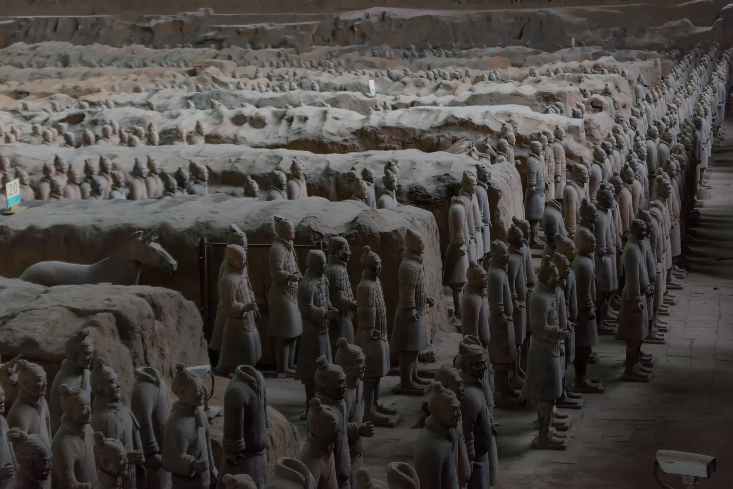Rows of Terracotta Warriors at the archaeological site near Xi’an