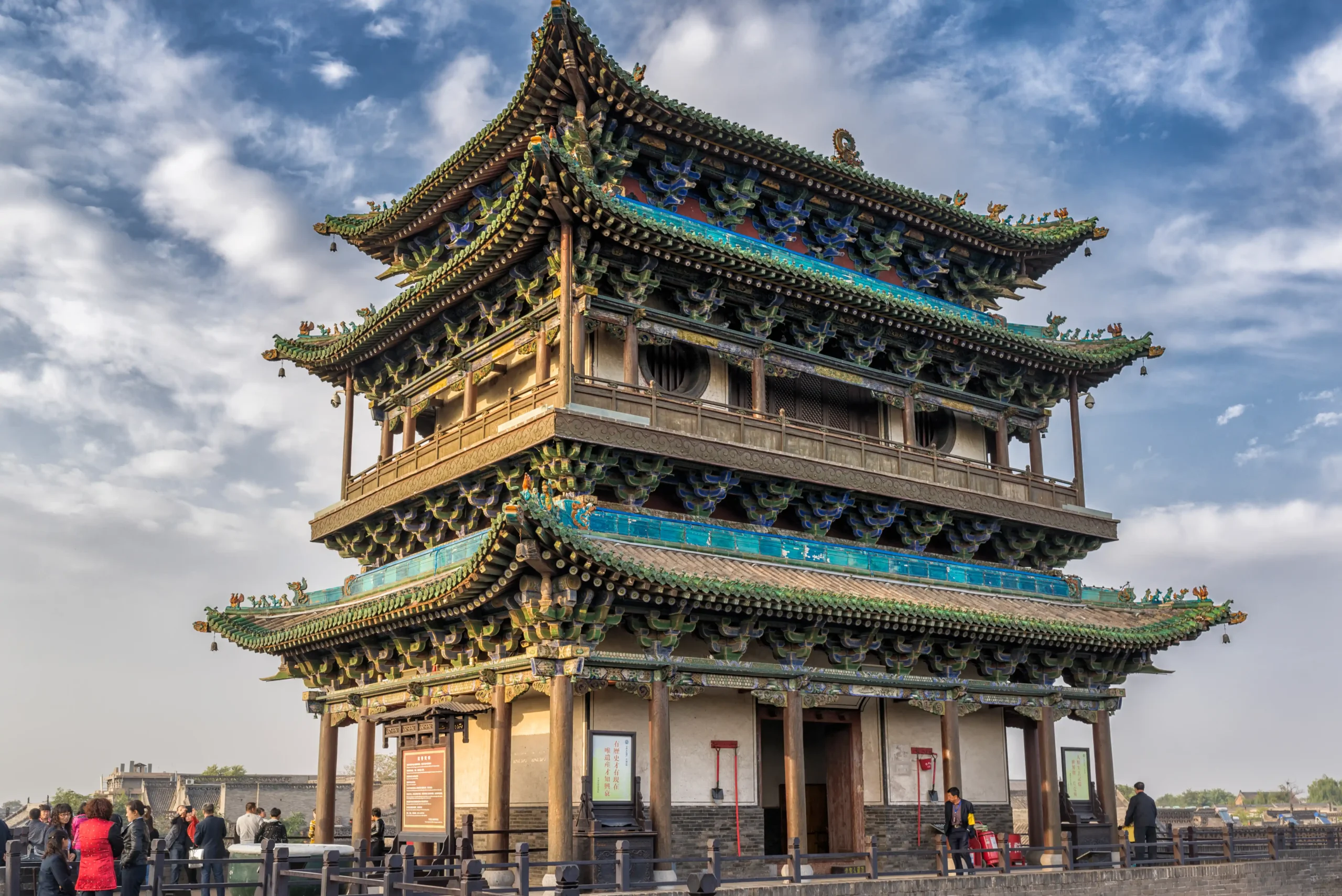 A gate tower on the historic city wall of Xian